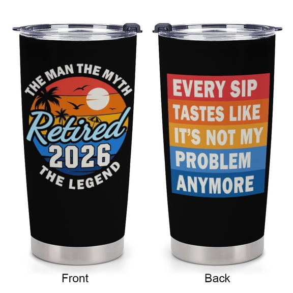 Retirement Gifts for Men 2026 Tumbler 20oz, Retired/Going Away/Leaving Gifts for Men/Dad/Coworker/Teacher, Happy Retirement Party Decorations Black Cup