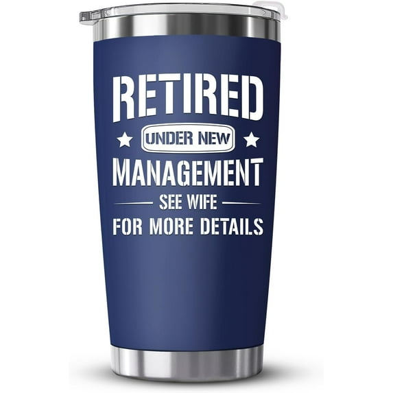 Retirement Gifts for Men - Funny Retired Gifts for Men, Husband, Dad, Coworker, Boss, Friends - 2025 Happy Retirement Gag Gift, Cool Party Idea Decorations - 20oz Navy Tumbler Cup With Gift Box