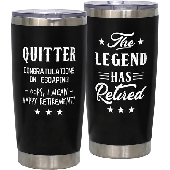 Retirement Gifts for Men and Women - "The Legend Has Retired" 20 oz Tumbler with Straw and Lid - Funny Retirement Gift for Boss, Coworker, Dad, Husband, Grandpa, Brother, Teacher, Nurse