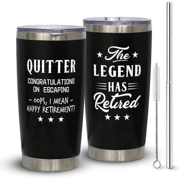 Retirement Gifts-The Legend Has Retired Tumbler-Cool Retirement Gifts For Coworker,Friend,Nurse,Teacher,Boss-Funny Retired Gifts For Dad,Husband,Grandpa,Brothers-20 Oz Tumbler with Straw and lid