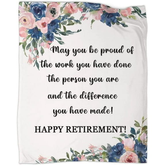 Retirement Gifts Throw Blanket Happy Retirement Flannel Blankets for Retired Women Teacher Boss Farewell Present 50"x60"