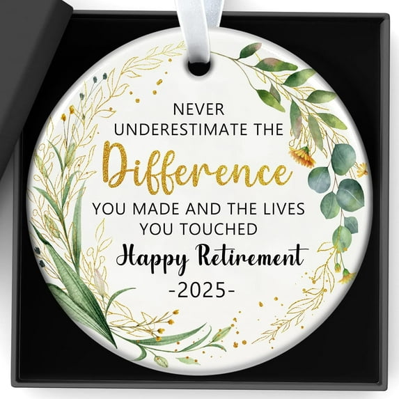 Retirement Gifts for Woman 2025 Never Underestimate The Difference You Made Ceramics Ornament Happy Retirement Appreciation Gift for Retired Women Men Coworker Boss Nurse Teacher...