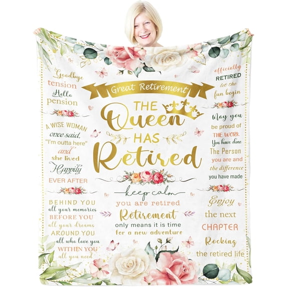 Retirement Gifts for Woman, Retirement Gifts for Women 2024 Coworker, Best Retirement Gift Blanket 60"x50", Retired Gifts for Women, Classy Funny Retirement Gifts, Retirement Party Decorations