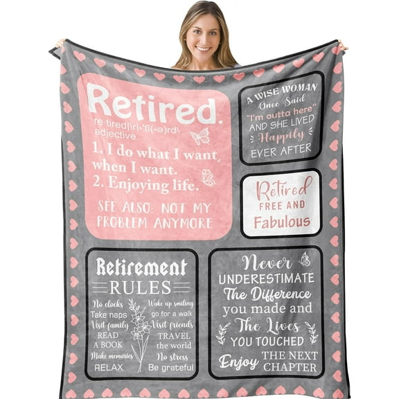 Retirement Gifts for Women 2024, Best Retirement Gift Ideas, Funny Retired Gifts for Women, Humorous Retirement Gift for Woman, Farewell Gifts for Coworkers, Happy Retirement Blanket 60"X50"