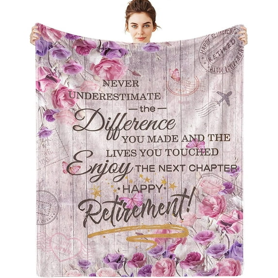 Retirement Gifts for Women 2024 Blanket 60"×50", Happy Retirement Gifts for Nurses Teachers Mom Wife Female, Retired Gifts for Women, Farewell Gifts for Coworkers Boss, Funny Retirement Throw Blankets