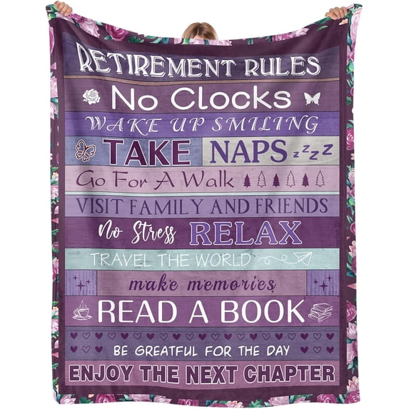Retirement Gifts for Women 2025, Best Retirement Gifts for Mom Grandma, Retired Gifts for Women, Goodbye Farewell Gifts for Coworkers Friends, Retirement Throw Blanket - Purple Purple Purple