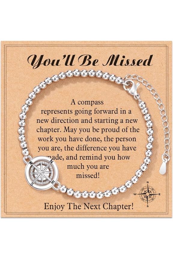 Retirement Gifts for Women 2025 Coworker Leaving Gifts, Compass Bracelet You Will Be Missed Farewell Going Away Goodbye Gifts for Coworker Friends Her Woman Manager Boss Teacher Employee