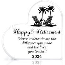 Retirement Gifts for Women, Going Away Gift for Retired Coworker Friends Teachers Nurses, Acrylic Keepsake Retired Gifts, Best Happy Retirement Gifts Heart Decor for Retired
