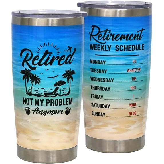 Retirement Gifts for Women & Men, 20 oz Tumbler with Straw and Lid - Retired Calendar Insulated Cup for Boss, Coworker, Friend, Teacher, Nurse, Dad, Mom