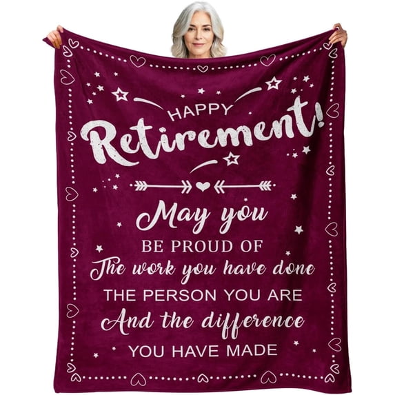 Retirement Gifts for Women Men 2024 Retirement Gift for Women Coworker Leaving Gifts for Women Funny Retirement Gifts for Women Happy Retired Gifts for Women Friends Throw Blanket 60"*80" Red