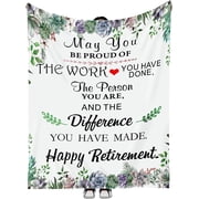 Retirement Gifts for Women Men Blanket 60 x 50 Inches Retired Throw Blankets Flannel Blanket Retirement Gifts Lightweight Shaggy Blankets Home Decor for Nurse Coworker BeddingSucculents