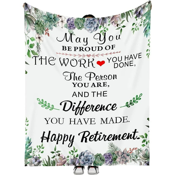 Retirement Gifts for Women Men Blanket 60 x 50 Inches Retired Throw Blankets Flannel Blanket Retirement Gifts Lightweight Shaggy Blankets Home Decor for Nurse Coworker Bedding(Succulents)