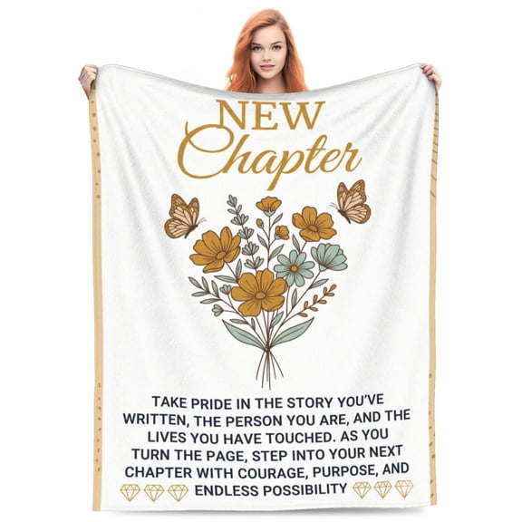 Retirement Gifts for Women Men, New Chapter Throw Blanket for Coworker Leaving Gifts, Farewell Going Away Gifts for Coworker Women Friends, Inspirational Retirement Party Decorations Presents 50x40