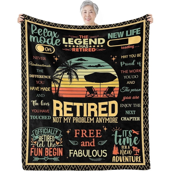 Retirement Gifts for Women Men, Womens/Mens Retirement Blanket 50"x60", Best Retirement Gifts, Retired Gifts for Women/Men, Going Away Gifts for Coworkers Women, Goodbye to Coworker Gift