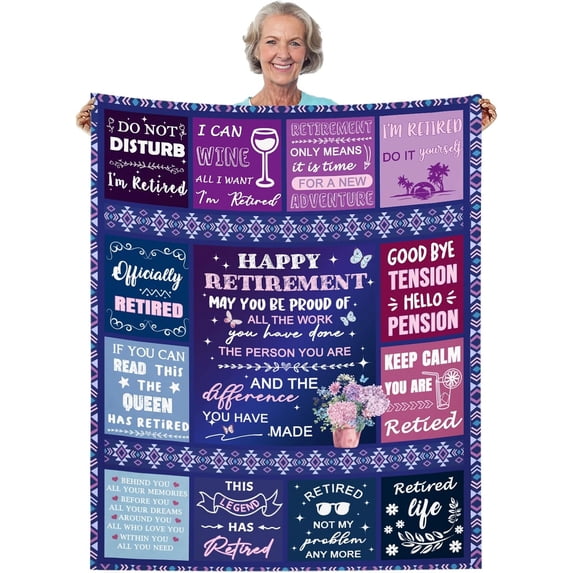 Retirement Gifts for Women, Retirement Gifts Blanket 50""x60"", Retired Gifts for Women Nurses, Doctors, Farewell Gifts for Coworker Throw Blanket Retired Party, White