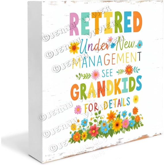 Retirement Gifts for Women, Retirement Gifts for Grandma, Woman, Mom, Coworker,Retired Under New Management See Grandkids For Details Wood Box Sign5"x5"