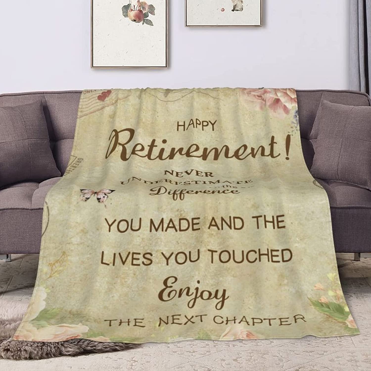 Retirement Gifts for Women, Soft Retirement Blanket 2022 Happy