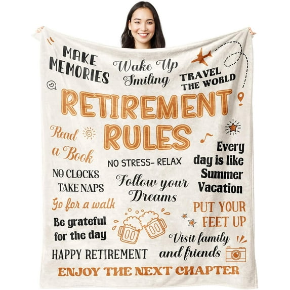 Retirement Gifts for Women& men, Flannel Blanket Retirement Appreciation Gifts, Happy Retirement Gifts for Mom, Boss, Co-workers, Teachers, Nurse, Friends, Wife, Sisters (157x132 cm)