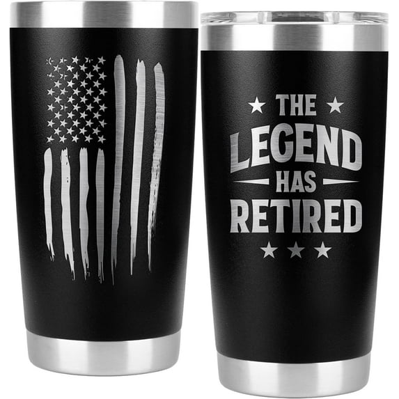 Retirement Gifts for Men 2023 - The Legend Has Retired - American Flag Tumbler, Retirement Gag Gifts for Men, Him, Husband, Coworkers
