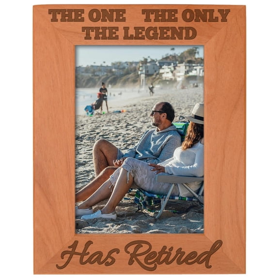 ThisWear Retirement Gifts for Teachers Nurses Coworkers Funny The One the Only the Legend Has Retired Natural Wood Engraved 5x7 Portrait Picture Frame Wood