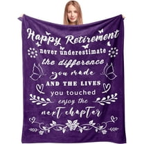 Retirement Gifts for Women Blanket 60"x50" - Purple Retirement Gifts for Women 2024 - Retirement Decorations - Best Retirement Gifts