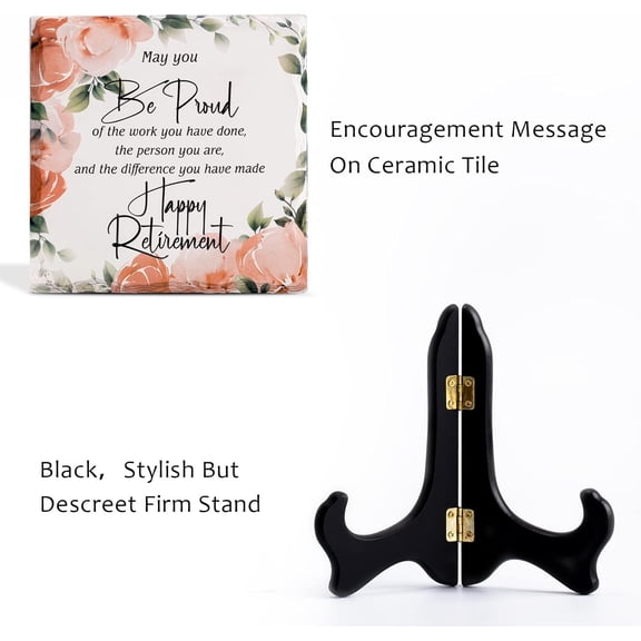 Retirement Gifts for Women Men Best Ceramic Retirement Plaque Happy Retirement Table Decorations Sign for Mom Teacher Nurses Coworker 6 * 6 (Flower)