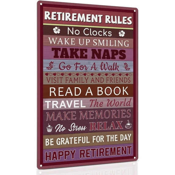 Retirement Gifts for Women/Men Patio Metal Signs 8 x 12 Inch - Warning Retired Person On Premises Sign - Vintage Yard Door Decor