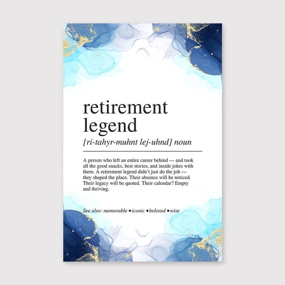 Retirement Legend Definition Canvas 8x12 inch, Retirement Legend ...