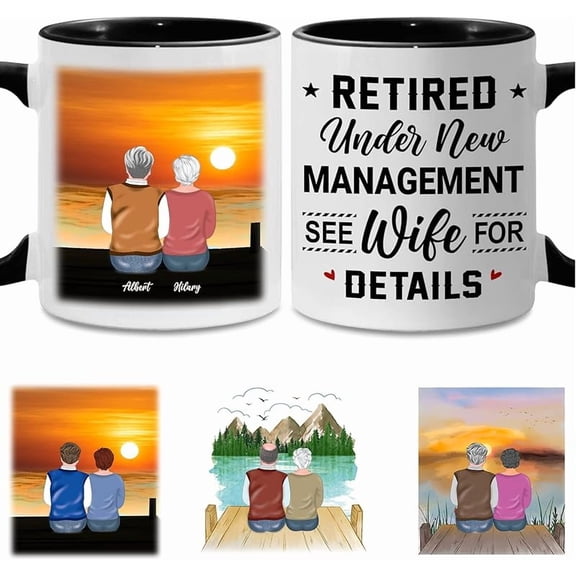 Retirement Mug - Christmas Mug For Retired Men Women - Retirement Gifts - Retired Under New Management See Wife For Details Present - Retiree Gift For Husband, Dad, Boyfriend, Boss, Coworker