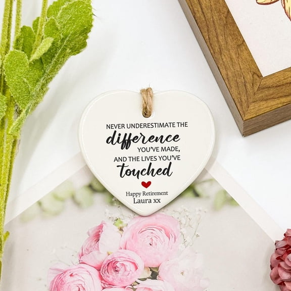 Retirement Ornament, Personalized Appreciation Keepsake, Never Underestimate The Difference You Made Quote Decor, Custom Ornament for Retiree