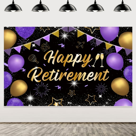 Cheereveal Happy Retirement Party Banner, Purple, 3.2 ft