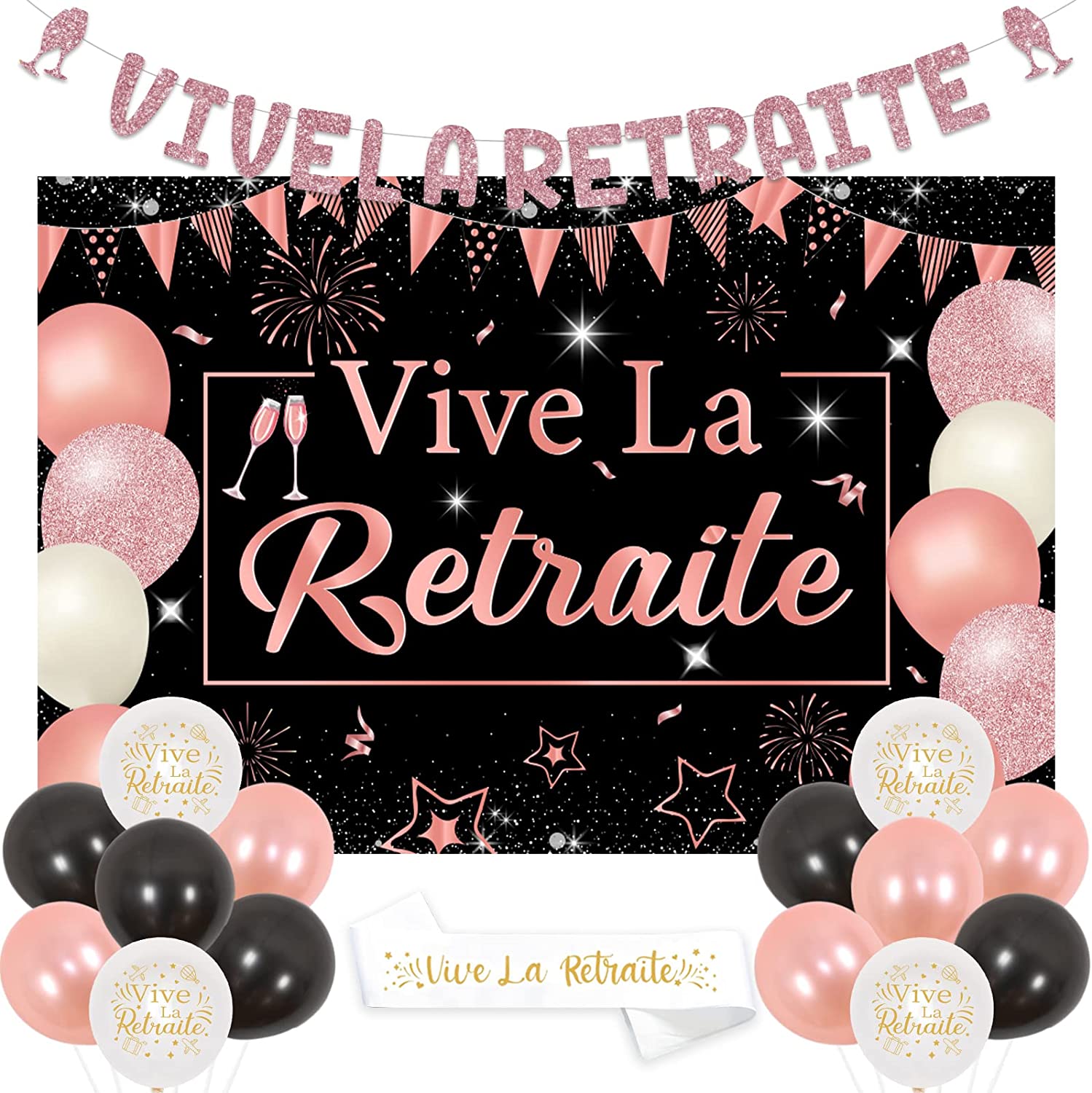 Biglietto Auguri Happy Retirement Con Stelle – Hearts And Stars – Rosa E Oro