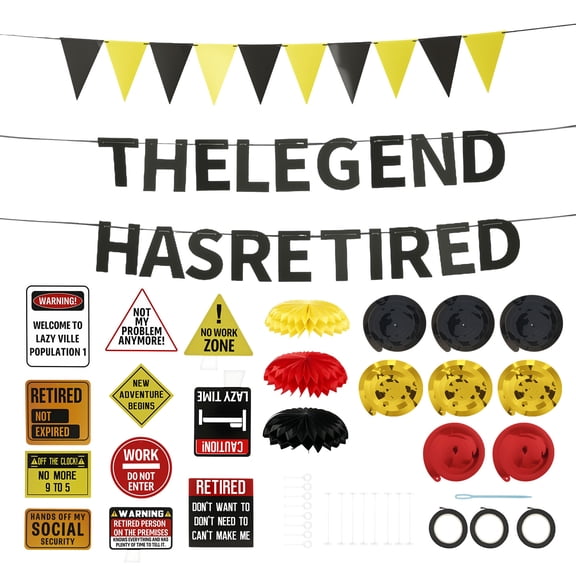 Retirement Party Decorations with Humorous Slogans, Enduring Thick Paper, Retired Banner Hanging Swirl Kit, for Home Office Farewell Party