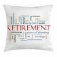 thumbnail image 1 of Retirement Party Throw Pillow Cushion Cover, Word Cloud Concept Retirement Theme with Security Pension Savings Future, Decorative Square Accent Pillow Case, 20 X 20 Inches, Multicolor, by Ambesonne, 1 of 2