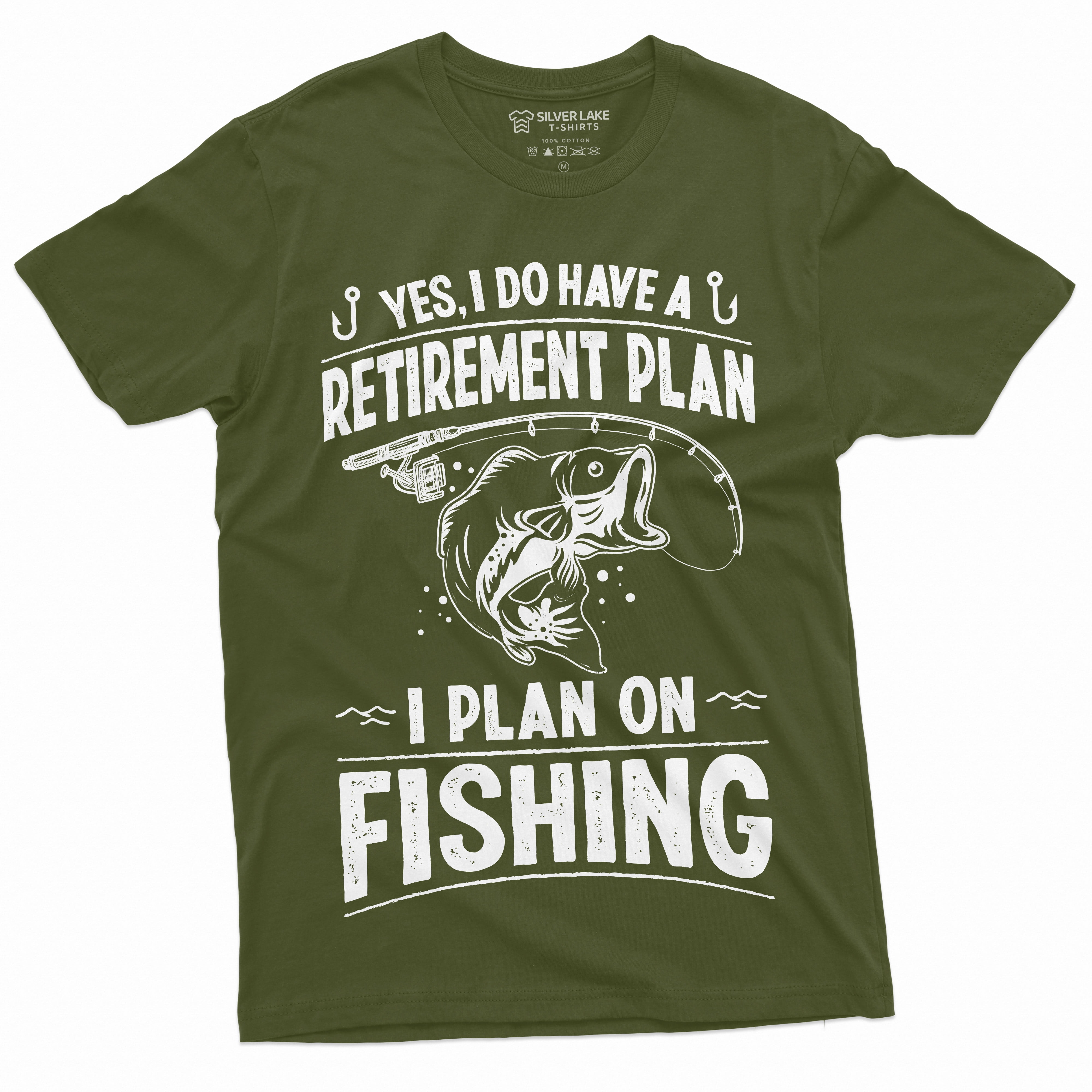 Retirement Plan Fishing T-Shirt Mens Funny Retired Grandpa Dad Husband Tee  Shirt (Large Black) 