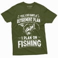 thumbnail image 1 of Retirement Plan Fishing T-Shirt Mens Funny Retired Grandpa Dad Husband Tee Shirt (X-Large Military Green), 1 of 6