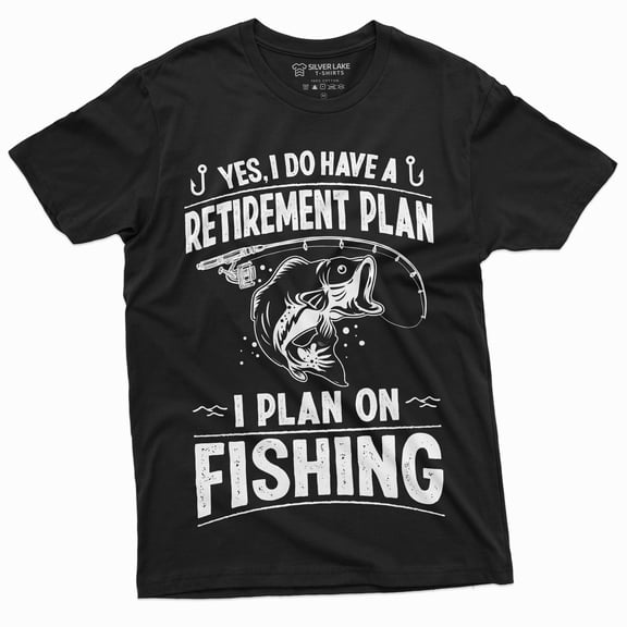 Retirement Plan Fishing T-Shirt Mens Funny Retired Grandpa Dad Husband Tee Shirt