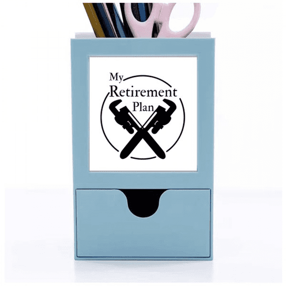 Retirement Plan Wrench Equipment Desk Supplies Organizer Pen Holder Card