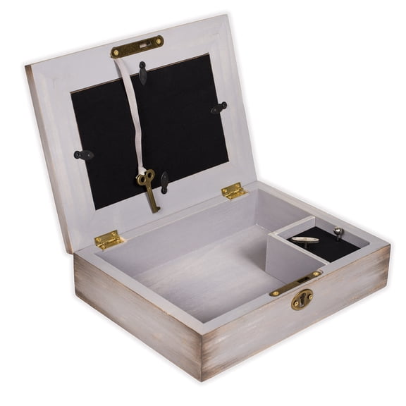 Retirement Start Living Grey Distressed Locket Music Box Plays Amazing Grace