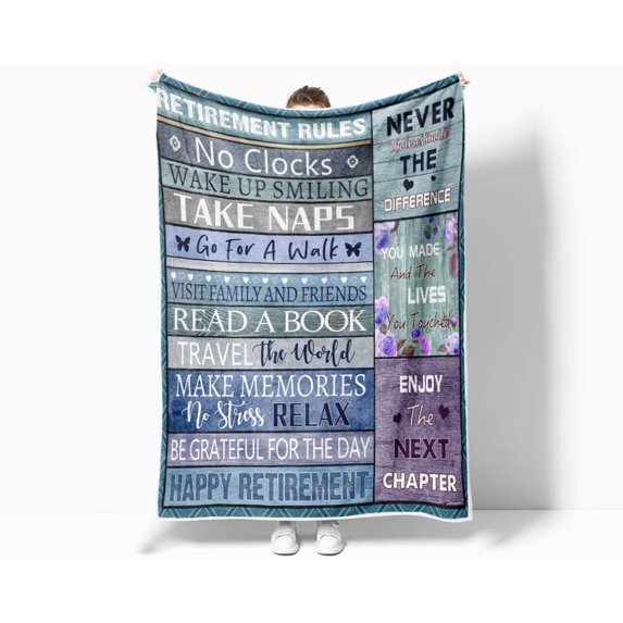 Retirement Thick Throw Blanket for Women, Teacher Retirement Soft Fleece Flannel Blankets Retirement Party Decorations for Cool Soft Blanket for Bed Couch Sofa (50X60 Inches)