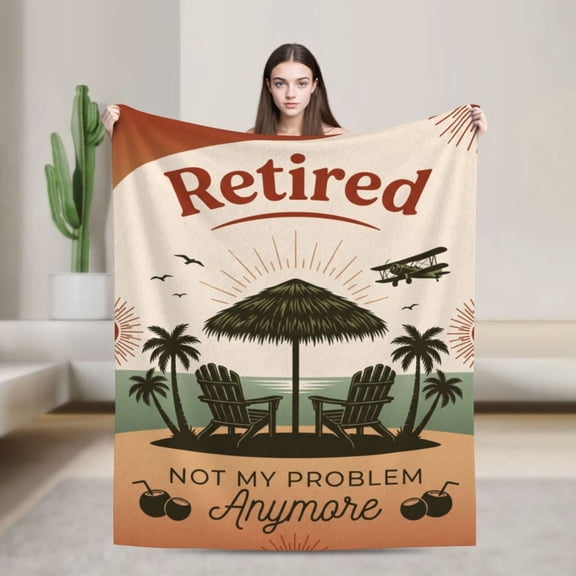 Retirement Throw Blanket Flannel Blanket All Season Throw Warm Cozy Plush Home Decor for Couch and Bed 50x40