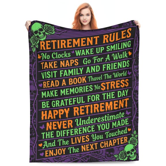 Retirement Throw Blanket, Retirement Gift for Women Men, Retired Gift for Coworker Teacher Nurse Mom, Soft Cozy Blanket for Couch Sofa Bed 50x40