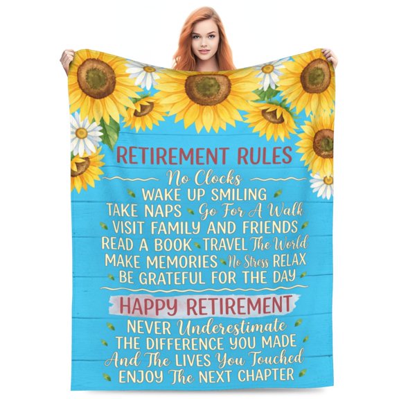 Retirement Throw Blanket, Retirement Gift for Women Men, Retired Gift for Coworker Teacher Nurse Mom, Soft Cozy Blanket for Couch Sofa Bed 50x40