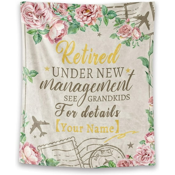 Retirement Throw Blanket - Soft, Fuzzy & Warm - 50x60 Inches Flannel Blankets for Women, Men - Light Blue Modern Throws Farewell Gift for Coworker