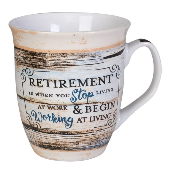 Retirement Working At Living Distressed Wood Design 16 Ounce Ceramic Stoneware Coffee Mug