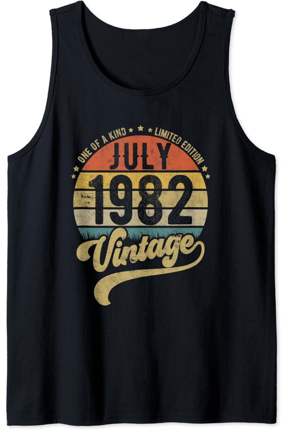 Reto Vintage 39Th Birthday, 39 Years Old Born In July 1982 Tank Top Size S-3XL