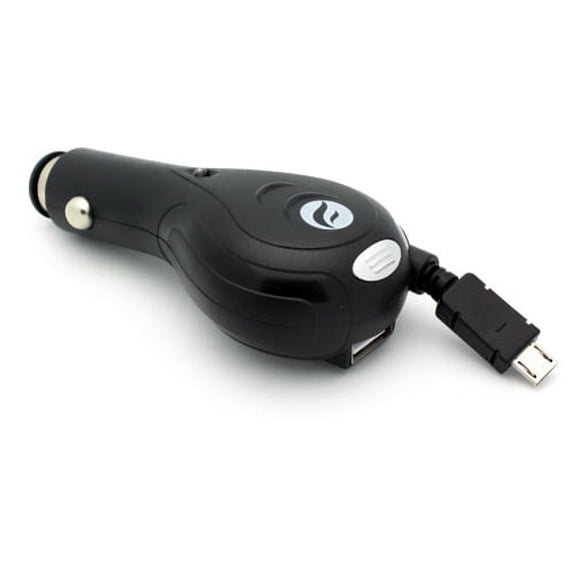 Retractable 3.1Amp Rapid Car DC Charger USB Port R5G for LG Phoenix 3 2, Lucid 3, Harmony 2, Fortune 2, Extravert 2, Escape 2, K8+ (2018), Aristo 2 Plus, 3 (K373) - Microsoft Lumia 735 650 640