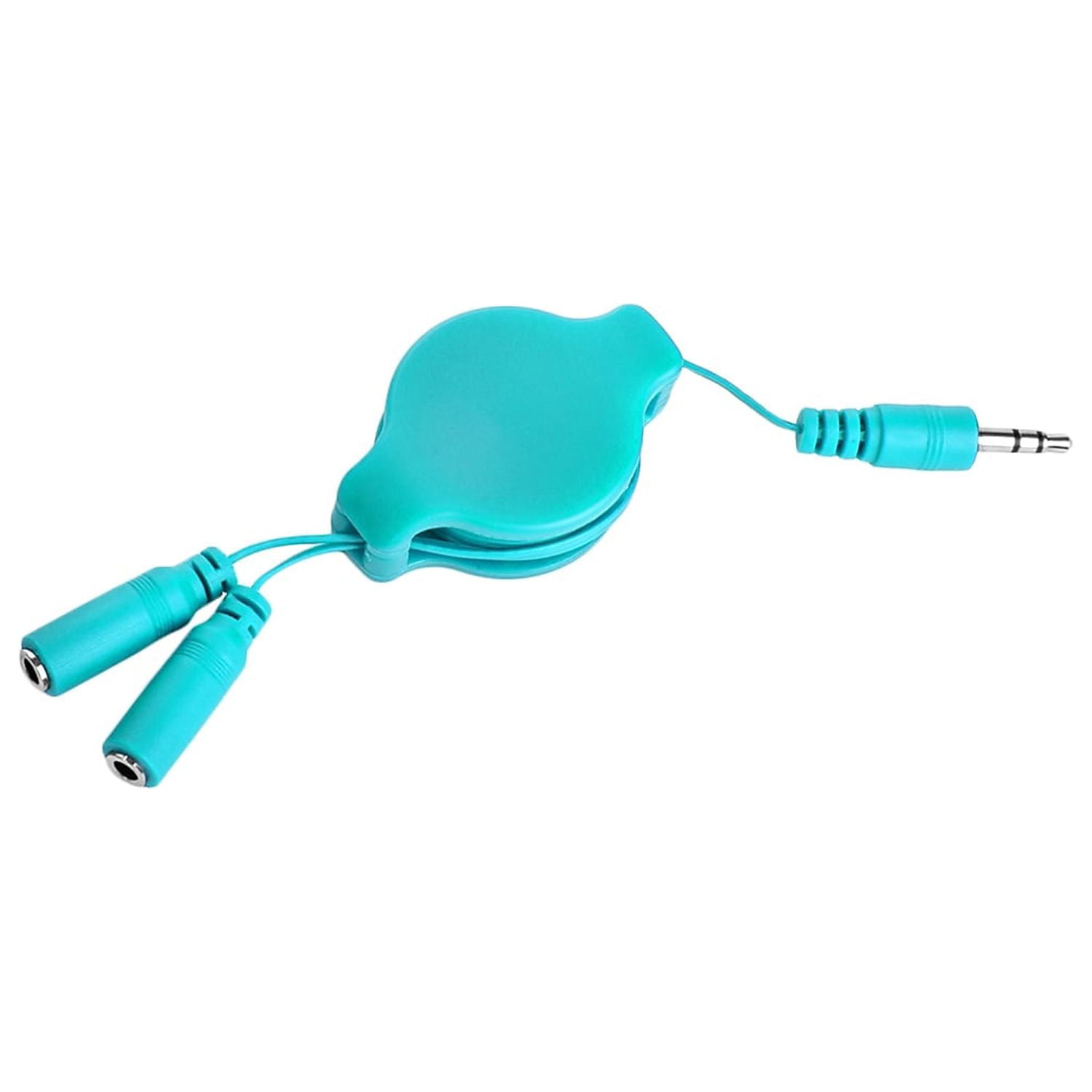 Retractable 3.2 inch Headphone Splitter (3.5mm Male to 2 3.5 mm Female) Cable [Ideal for phones, laptops, tablets, etc.]
