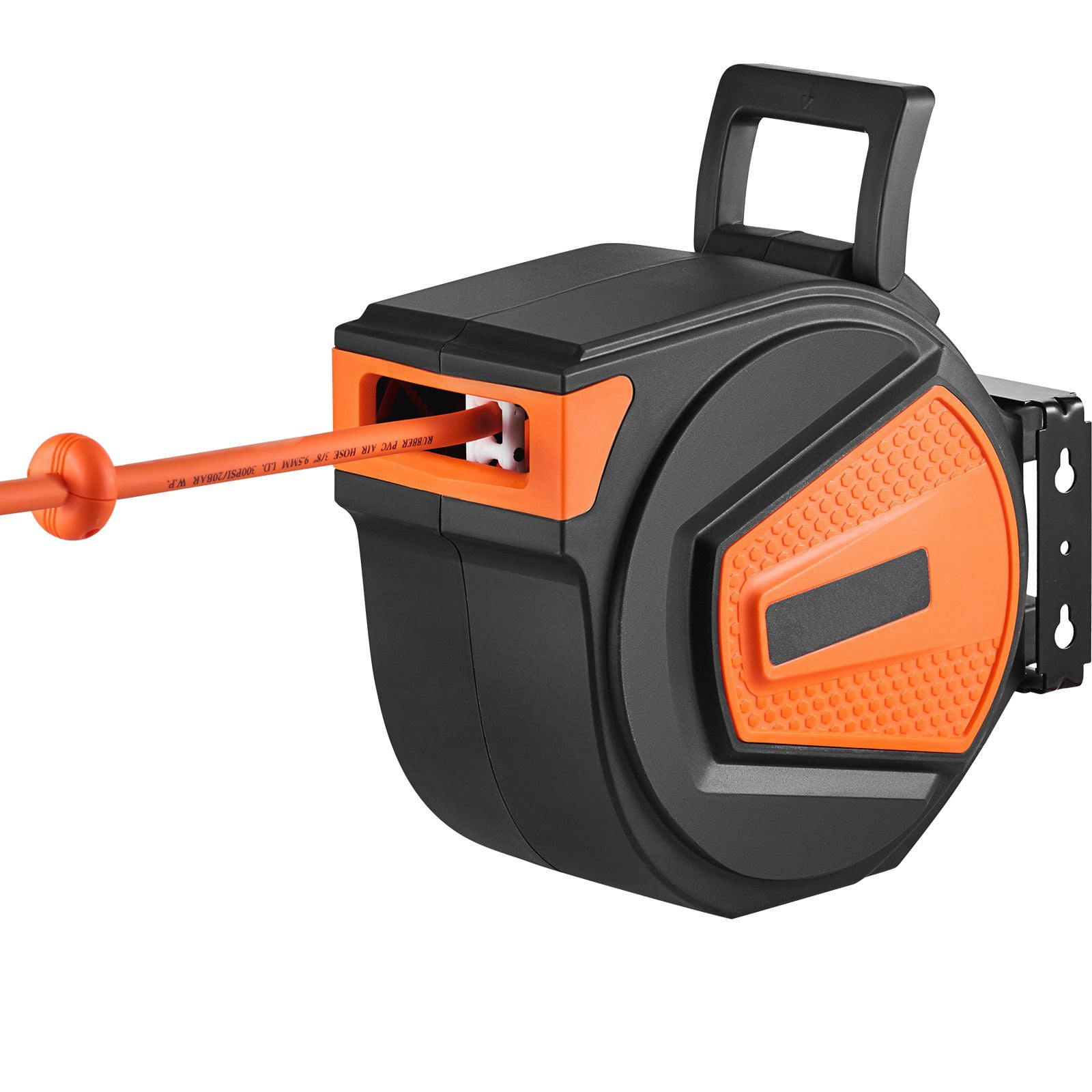 Retractable Air Hose Reel, 3/8 IN x 50 FT Hybrid Air Hose Max 300PSI, Air Compressor Hose Reel with 5 In Lead in, Ceiling / Wall Mount Enclosed Air Reel, 180° Swivel Mount