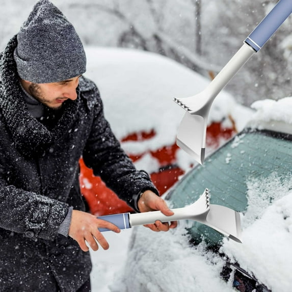 Retractable Aluminum Snow Shovel for Car Emergency Kit with Ice Scraper Function Multifunctional Winter Survival Tool(B)